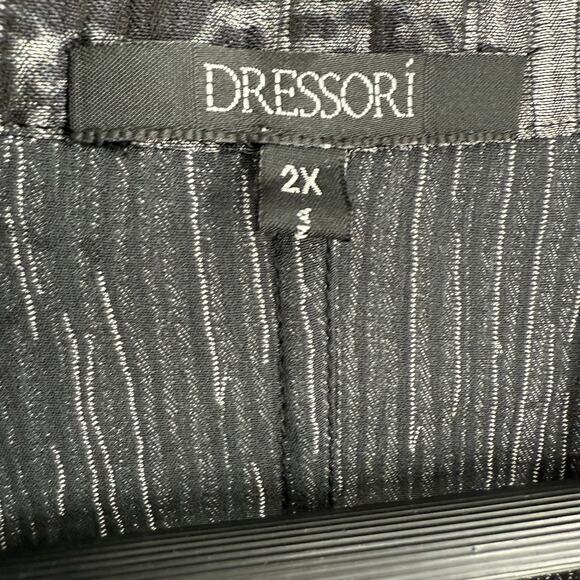 DRESORI Plus Size 2X SILK BLEND Black Wearable Art Blouse Shirt Top Jacket - Picture 2 of 9